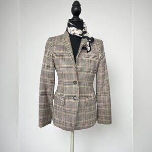 J.Crew Regent Wool Blazer Size 2 Houndstooth Plaid Academia Preppy